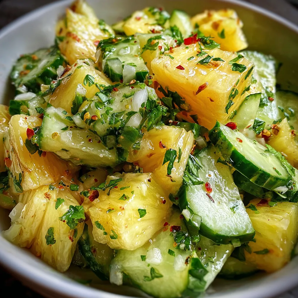 Pineapple Cucumber Salad with Tangy Lime Dressing and Fresh Cilantro - tertiary view